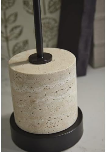 Signature Design by Ashley Vinmour Desk Lamp with USB-C Port, Adjustable Height Metal Task Light, Beige Travertine Stone Base, Contemporary Lighting for Home Office Workspaces, Brown/Beige - Image 6