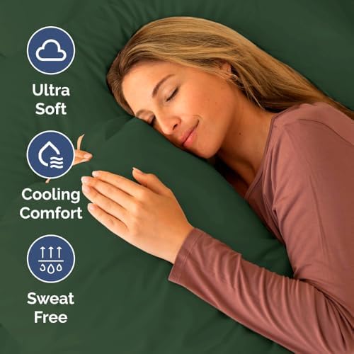 Short Queen Size 4 Piece Bed Sheet Set - RV Short Queen - Emerald Green - Image 4