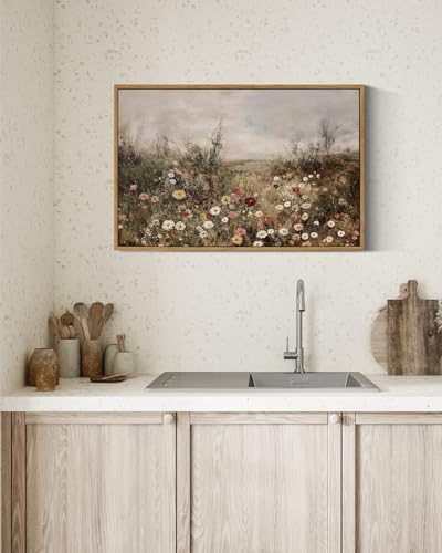 InSimSea Framed Wall Art Vintage Decor, Wildflower Field Flowers, 16x24In - Image 5