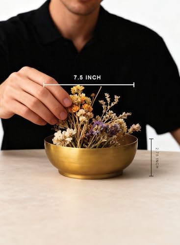 Serene Spaces Living Lightweight Antique Brass Decorative Bowl - Elegant Potpourri Catchall for Diwali Home Décor, Entryway and Dining Table, 2.75" Tall & 8" Diameter - Image 5