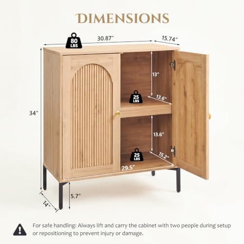 IFBUY 30.88" W Mid Century Modern TV Stands for Living Room, Natural Oak - Image 2