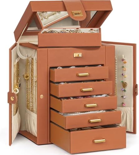 AKOZLIN 6-Tier Jewelry Box Organizer 5 Drawers Storage Orange Regular - Image 2