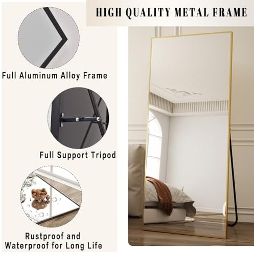 BEAUTYPEAK Full Length Mirror with Stand, 65"x24" Floor Mirror - Image 3