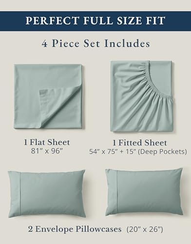 LANE LINEN Full Size Bed Sheet Set 100% Organic Cotton Soft - French Blue - Image 4