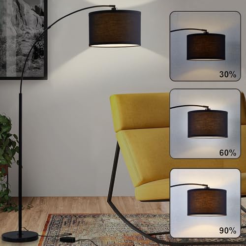 Luvkczc Arc Floor Lamps for Living Room, Dimmable Floor Lamp with Adjustable Head, Black Finish Modern Floor Lamp, Over Couch Tall Standing Hanging Light for Reading, Bedroom, Office, Bulb Include - Image 3