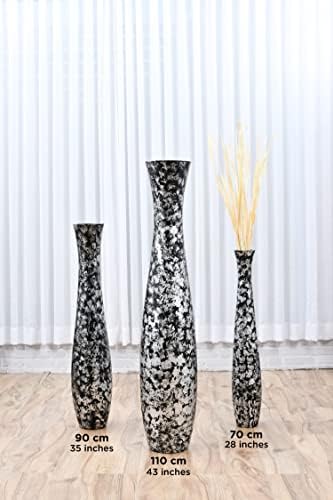 Leewadee Large Floor Vase 34 inches Mango Wood for Pampas Grass, Dried Flowers - Image 4