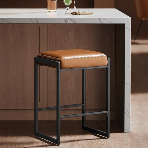 VASAGLE Bar Stools, Counter Height, PU Leather, 26-Inch by VASAGLEbySONGMICSHOME