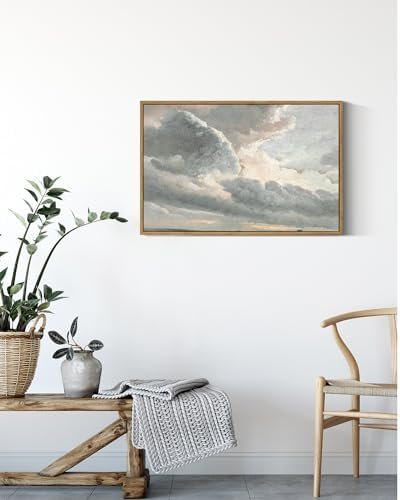 InSimSea Framed Canvas Wall Art Vintage Decor, Nature Wall Decor, Large Sky Clouds Sunset Wall Art Prints for Living Room, Classical Retro Paintings for Bedroom Office Home Decoration, 16"x24" - Image 2