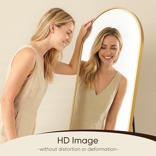 Antok 86" x46” Arched Full Length Mirror, Floor Mirror with Stand, Gold - Image 5