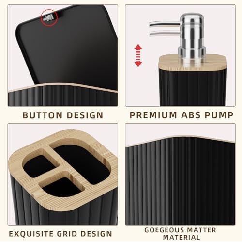 XLHOMO Bathroom Accessories Set - 10PC Elegant Black Bathroom Set - Image 7
