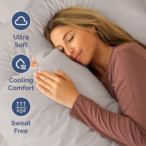 Short Queen Size 4 Piece Bed Sheet Set - RV Short Queen Sheets - Light Grey - Image 4