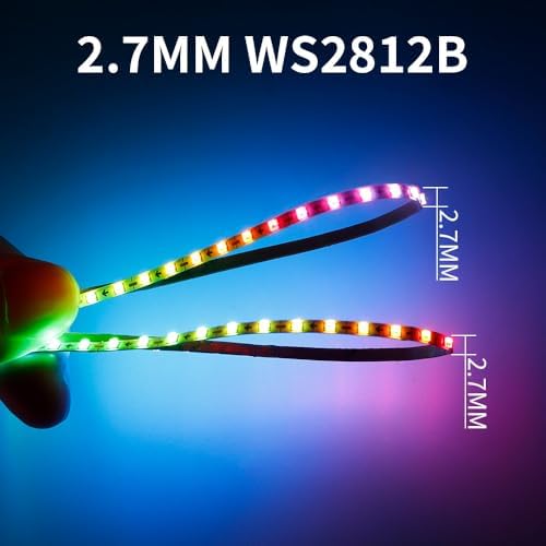 3.2FT WS2812B WS2812 2.7mm Ultra Narrow LED Strip,160LEDs/m Individually Addressable Dream Color Flexible Smart Light Tape for Bedroom,Kitchen,Stage,TV Backlight,DC5V - Image 2