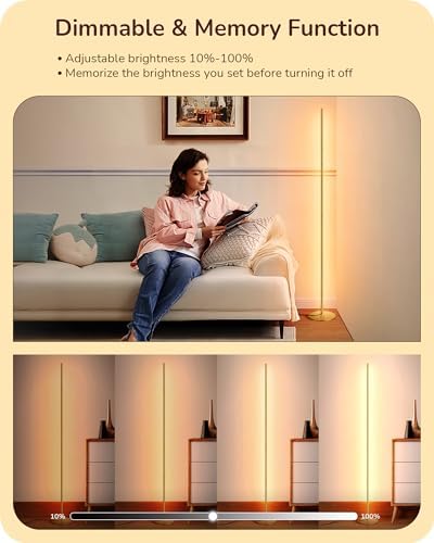 EDISHINE 59.84" Floor Lamps for Living Room, 3000K & Stepless Dimmable,Gold - Image 2