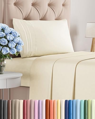 Twin Size 3 Piece Sheet Set - Comfy Breathable & Cooling Sheets - Off White by CGKUnlimited