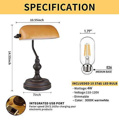 Banker Desk Lamp, Oil Rubbed Bronze Banker's Lamp - Image 4