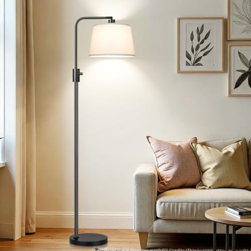 【Upgraded】 Dimmable Floor Lamp, 1000 Lumens LED Edison Bulb Included, Arc Black Floor Lamps for Living Room Modern Standing Lamp with White Shade, Tall Lamps for Living Room Bedroom Office Dining Room - Image 6