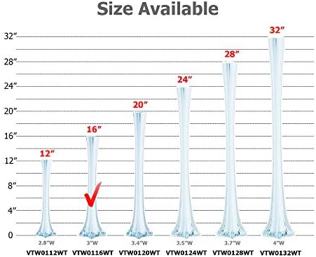 WGV Eiffel Tower Vase Bulk, Open 1", Height 16", (Multiple Sizes Choices) White Glass Floral Container with Sturdy Base, Flower Centerpiece for Wedding Event Home Decor, Arts Crafts, 12 Pieces - Image 3
