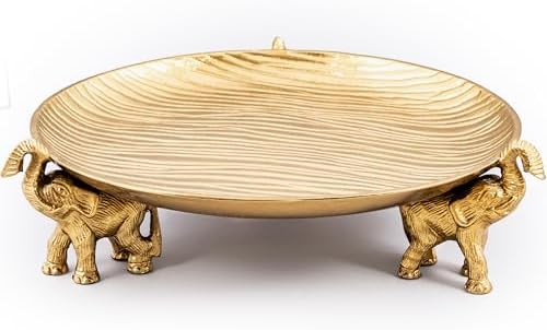 Round Golden Serving Tray with Handles – Decorative Coffee Table Tray, Round Decorative Tray, Gold Table Decor for Dining Table Centerpiece Decor, Vanity Tray, Perfume Tray - Image 2