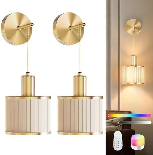 SAIMAND Battery Operated Wall Sconces Set of 2,Wireless Rechargeable Lights by SAIMAND