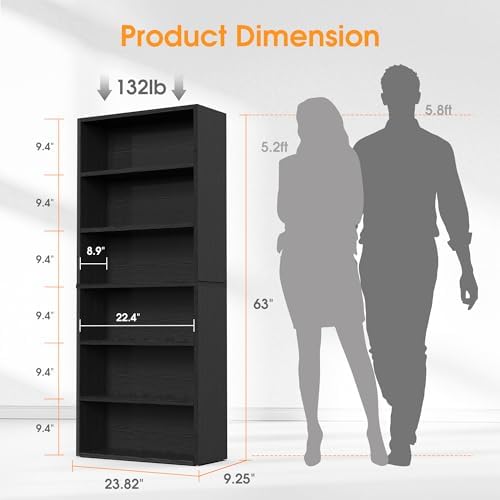 Sweetcrispy 6 Shelf Bookcase Open Display Bookshelf Storage Organizer - Image 3