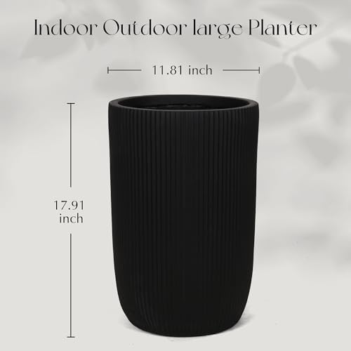 Oakrain 18" Tall Indoor Planter, Black Large Modern Decorative Pot - Image 2