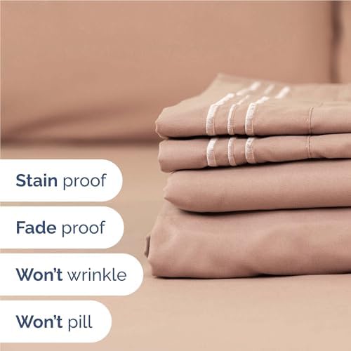 Full Size 4 Piece Sheet Set - Comfy Breathable & Cooling Sheets - Mauve - Image 5