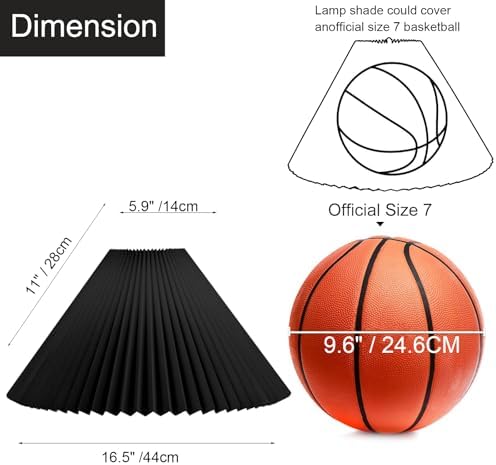 Pleated Black Lamp Shade for Arc/Arched Table Lamp/Floor Lamps Replacement spider lampshade-black 5.9"Top X 16.5"Bottom X 11"High - Image 3