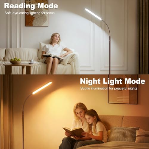 Yikuneng Dimmable LED Floor Lamp, Super Bright Reading Lamps Floor Standing lamp with Remote & Touch Control, Stepless Dimming & 2700K-6500K Color Temperature, for Living Room Bedroom Office, Brown - Image 5