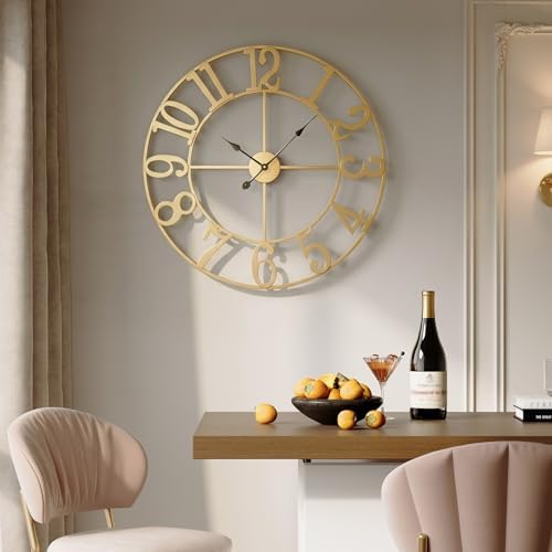 Cuspin 36 Inch Large Wall Clock Gold Decorative Clock for Living Room Decor - Image 2