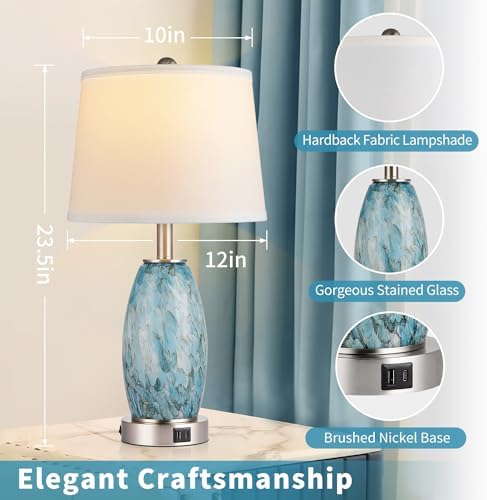 Lovlast 23.5" Coastal Modern Table Lamps Set of 2 for Living Room Bedroom - Image 4