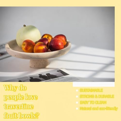 10.2" Natural Travertine Fruit Bowl,Stone Decorative Bowl,Beige - Image 4