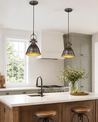 2-Pack 8" Pendant Lights Kitchen Island, Oil Rubbed Bronze - Image 5