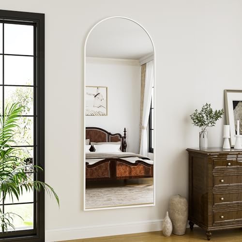 Rowjut Floor Length Mirror, 71"x26" Arched Full Length&Standing Hanging or Leaning&Freestanding Full Body Mirrors, Wall Mounted Mirror with Thin Aluminum Frame (White) - Image 2