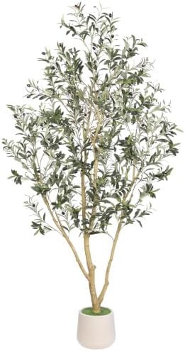 7FT Artificial Olive Tree Indoor with Elegant White Planter by PHYTREE