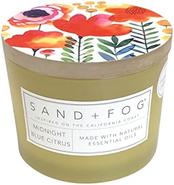 Sand + Fog Scented Candle - Midnight Blue Citrus – Additional Scents and Sizes – 100% Cotton Lead-Free Wick - Luxury Air Freshening Jar Candles - Perfect Home Decor – 12oz by SandFogHome