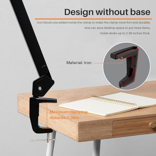 32-Inch LED Architect Desk Lamp with Clamp, 50W 4500LM, Black CCT - Image 5
