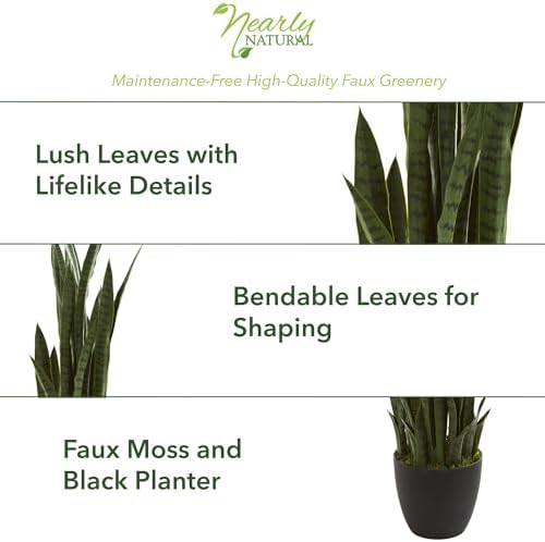 Nearly Natural 48 in Artificial Sansevieria Snake Plant with Pot - Image 3