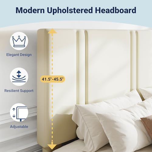Allewie Queen Platform Bed Frame with Velvet Upholstered Headboard - Image 4