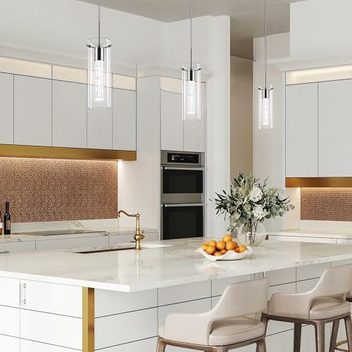 LED Crystal Pendant Lights for Kitchen Island, Brushed Nickel, 3 Pack - Image 2