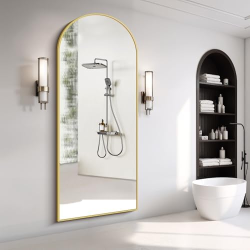71"x30" Arched Full Length Mirror, Large Floor Mirror with Aluminum Alloy Frame Standing Hanging or Leaning Wall-Mounted Mirror, Vanity Mirror for Living Room and Bedroom,Gold - Image 5