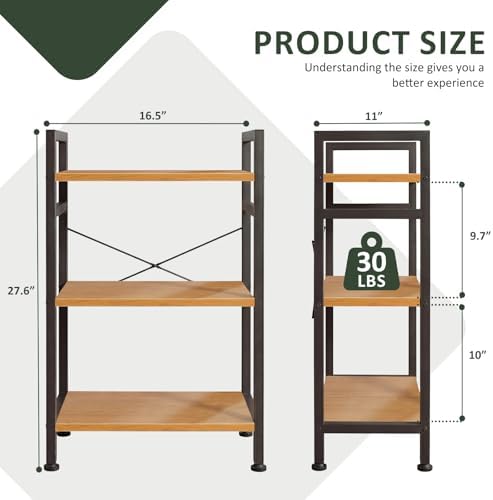 3 Tier Bookshelf, Free Standing Bookcase with Open Storage Shelves - Image 3