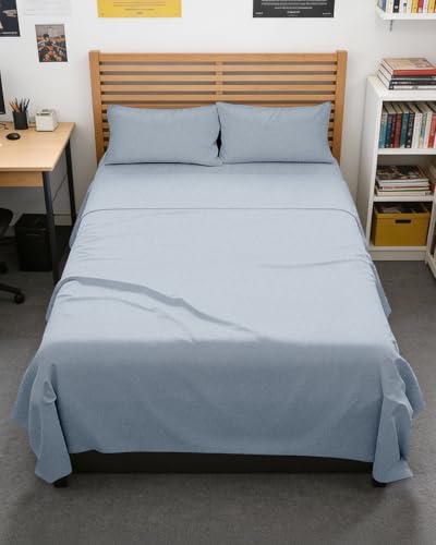 Full XL Sheets - 4 Piece Full XL Sheet Set - Breathable - Heathered Blue by CGKUnlimited