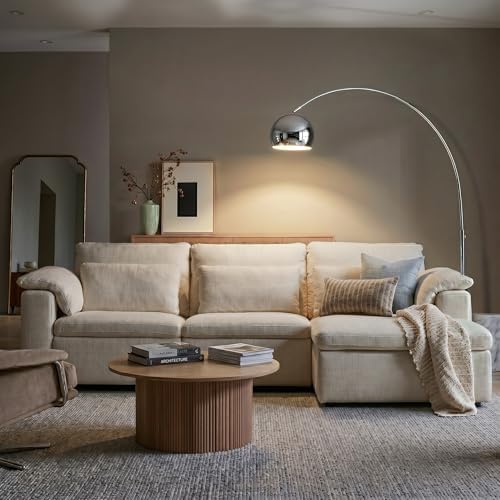 Brightech Olivia Floor Lamp - Chic Arc Lamp with Rounded Spolight Head and Marble Base for Living Room, Tall Standing Lamp with LED Light Bulb for Bedroom Reading, Boho Home Decor for Office - Chrome - Image 5