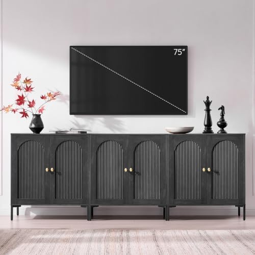 IFBUY 92.63" W Mid Century Modern TV Stands for Living Room, Dark Grey by IFBUYFarmhouseFurniture
