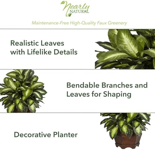 Nearly Natural 24 in Artificial Golden Dieffenbachia Plant with Pot - Image 3