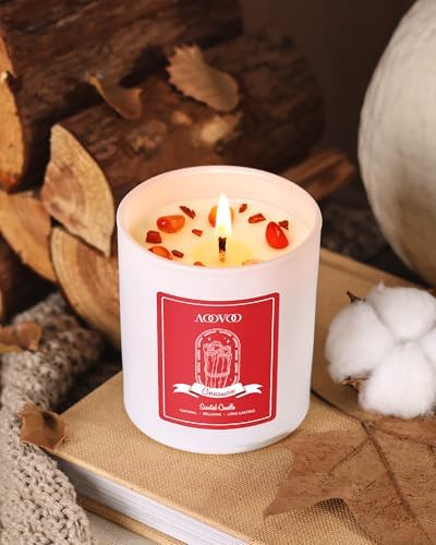 AOOVOO Apple Cinnamon Scented Candles for Women - Aromatherapy Candle with Crystals Inside, 10oz Soy Candles for Home Scented, Birthday Gifts Christmas Candle for Mom Women - Image 5