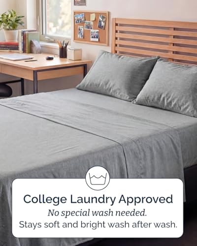 Full XL Sheets - 4 Piece Full XL Sheet Set - Breathable - Heathered Grey - Image 6