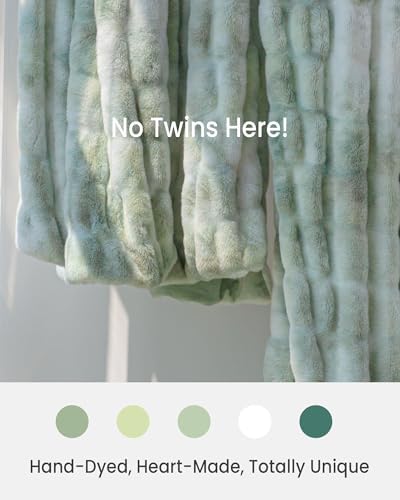 Ultra Soft Cozy Faux Fur Throw Blanket, Fuzzy Plush Thick Bubble Blanket, Luxury Fluffy Blanket for Couch, Sofa, Bedroom, and Living Room, 60x80 Inches,Tie-Dye Sage - Image 5