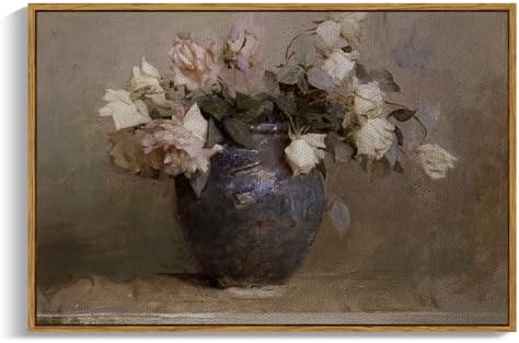 InSimSea Framed Canvas Wall Art Vintage Decor, Retro Floral Rustic Decorations for Living Room, Farmhouse Wall Decor for Living Room Bedroom, 24"x36" by InSimSeaArt