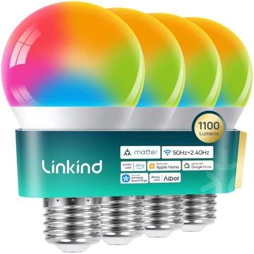 Linkind Matter Smart Bulbs 5GHz, Compatible with Alexa/Apple Home/Google by Linkind